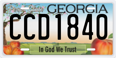 GA license plate CCD1840