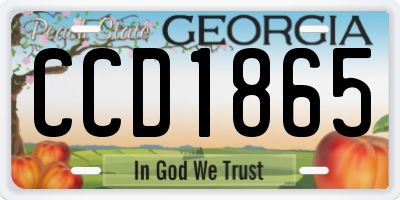 GA license plate CCD1865