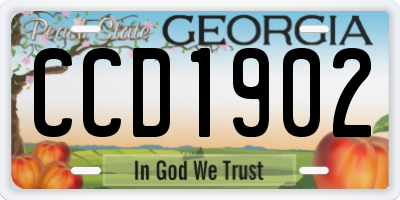 GA license plate CCD1902