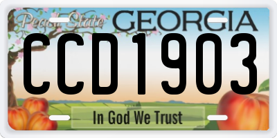 GA license plate CCD1903