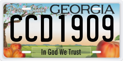 GA license plate CCD1909