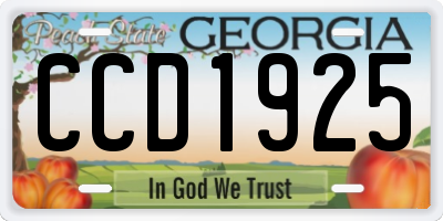 GA license plate CCD1925