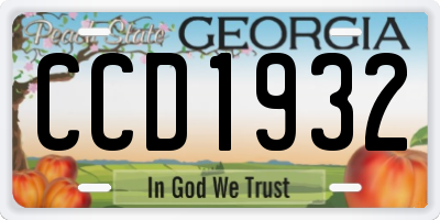 GA license plate CCD1932