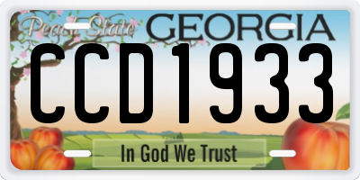 GA license plate CCD1933