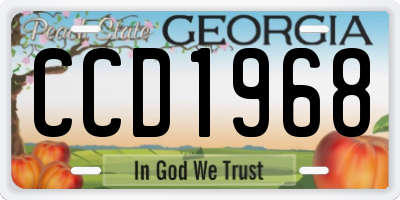 GA license plate CCD1968