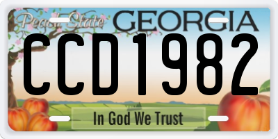GA license plate CCD1982