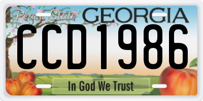 GA license plate CCD1986