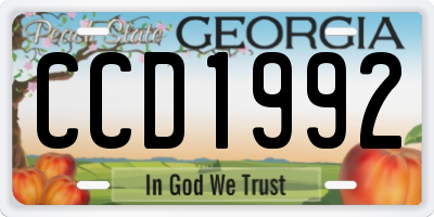 GA license plate CCD1992