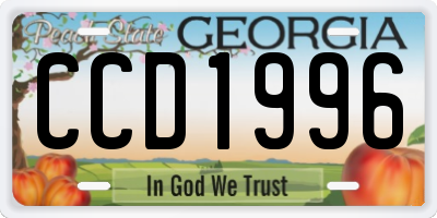 GA license plate CCD1996