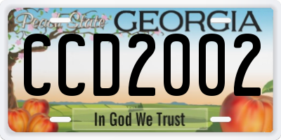 GA license plate CCD2002