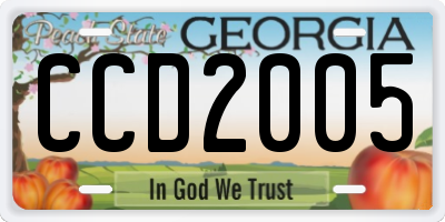 GA license plate CCD2005