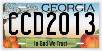 GA license plate CCD2013