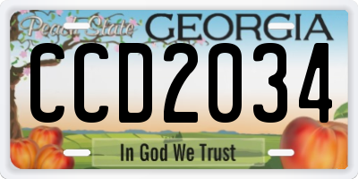GA license plate CCD2034