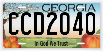 GA license plate CCD2040