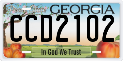GA license plate CCD2102