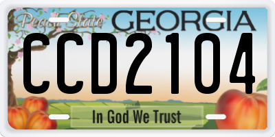 GA license plate CCD2104