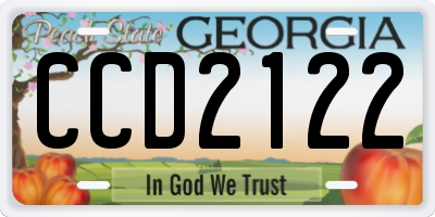 GA license plate CCD2122