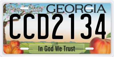 GA license plate CCD2134