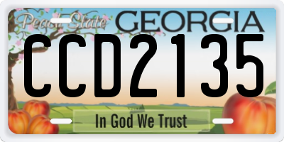 GA license plate CCD2135