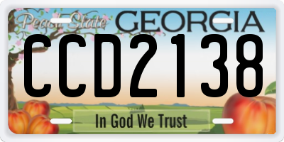 GA license plate CCD2138