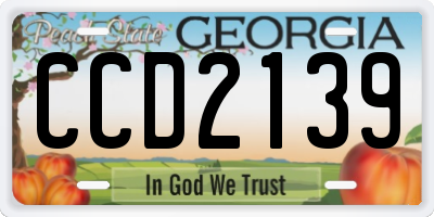 GA license plate CCD2139