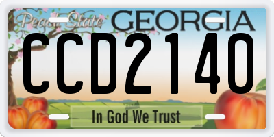 GA license plate CCD2140
