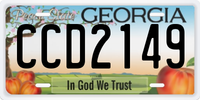GA license plate CCD2149