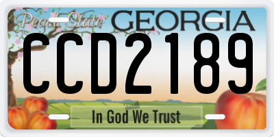 GA license plate CCD2189