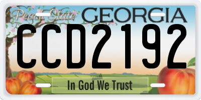 GA license plate CCD2192