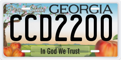 GA license plate CCD2200