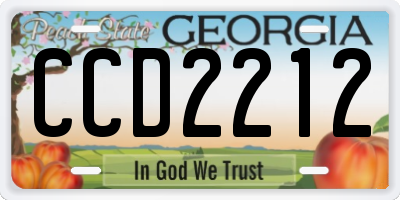 GA license plate CCD2212