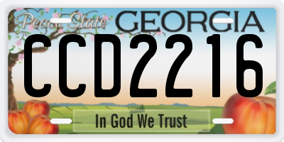 GA license plate CCD2216