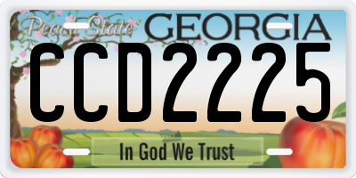 GA license plate CCD2225