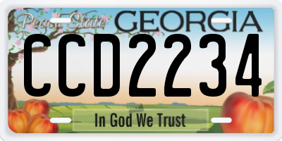 GA license plate CCD2234