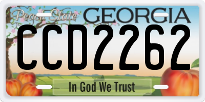 GA license plate CCD2262