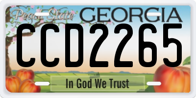 GA license plate CCD2265