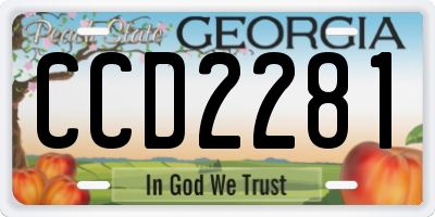 GA license plate CCD2281