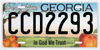 GA license plate CCD2293