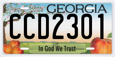 GA license plate CCD2301