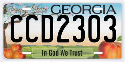 GA license plate CCD2303