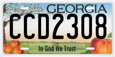 GA license plate CCD2308