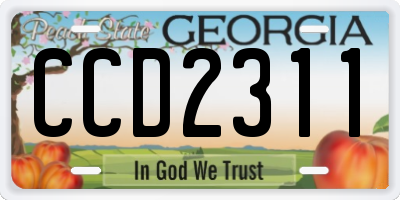 GA license plate CCD2311