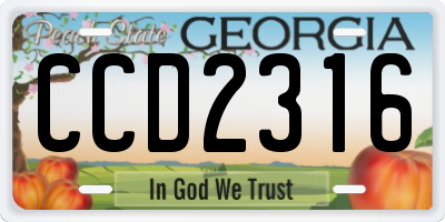 GA license plate CCD2316