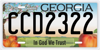 GA license plate CCD2322