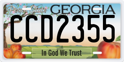 GA license plate CCD2355