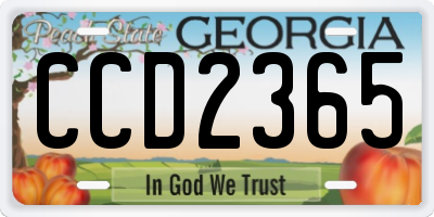 GA license plate CCD2365