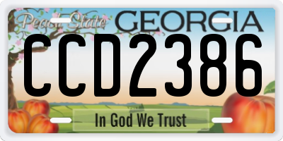 GA license plate CCD2386