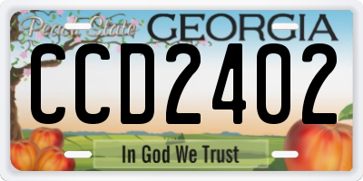 GA license plate CCD2402