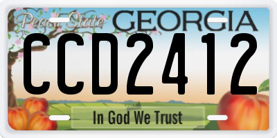 GA license plate CCD2412