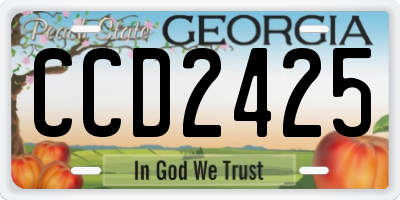 GA license plate CCD2425